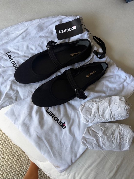 Larroude Shoes - Larroude Black Mary Jane Ballet Flats with Buckle